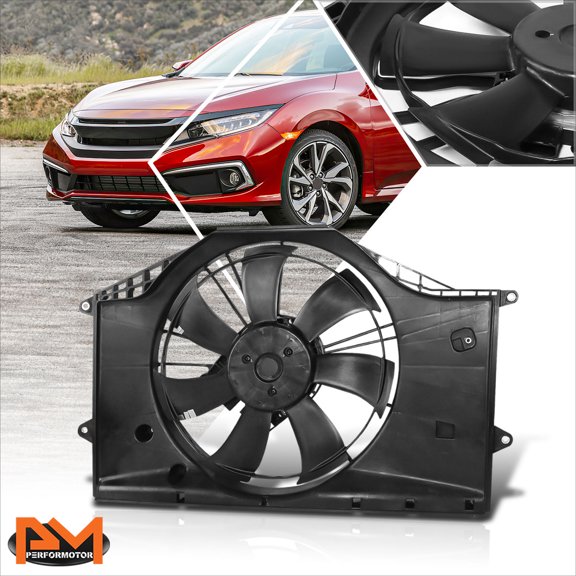 PM PERFORMOTOR for 16-20 Honda Civic 1.5L OE Style Lightweight Radiator Cooling Fan Assembly