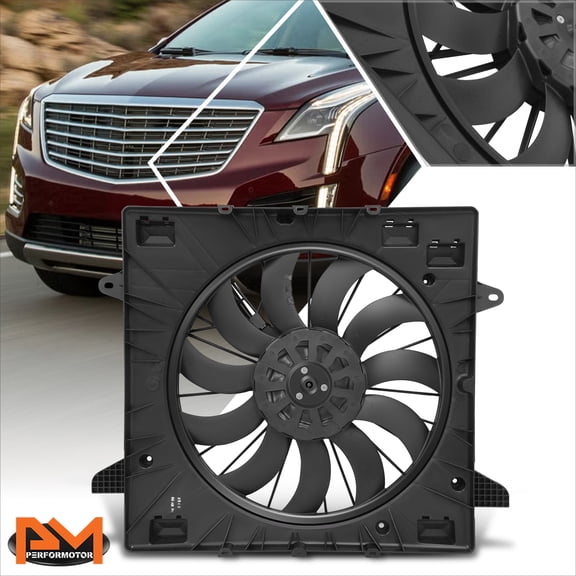 PM PERFORMOTOR for 17-19 Cadillac XT5 GMC Acadia w/o Tow Package Radiator Cooling Fan Assembly