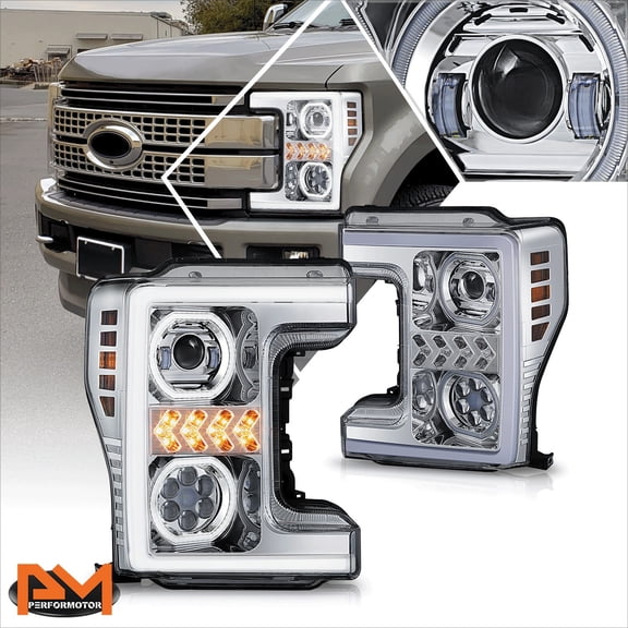 PM PERFORMOTOR for 17-19 Ford F250 F350 F450 Super Duty Sequential LED DRL Projector Headlights