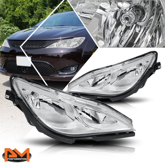 PM PERFORMOTOR for 17-23 Chrysler Pacifica Voyager Headlight Lamps Replacement Chrome/Clear