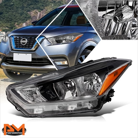 PM PERFORMOTOR for 18-20 Nissan Kicks Factory Style Left Side Headlight Amber Corner Chrome