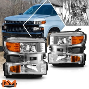 PM PERFORMOTOR for 19-24 Silverado 1500 WT/Custom Trail Boss Amber Corner Headlight Lamp Chrome