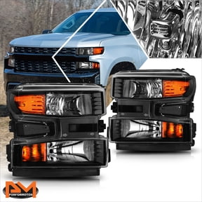 PM PERFORMOTOR for 19-24 Silverado 1500 WT/Custom Trail Boss Amber Corner Headlights Lamp Black
