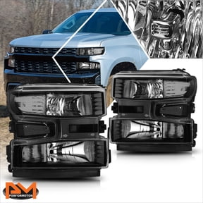 PM PERFORMOTOR for 19-24 Silverado 1500 WT/Custom Trail Boss Clear Corner Headlights Lamp Black