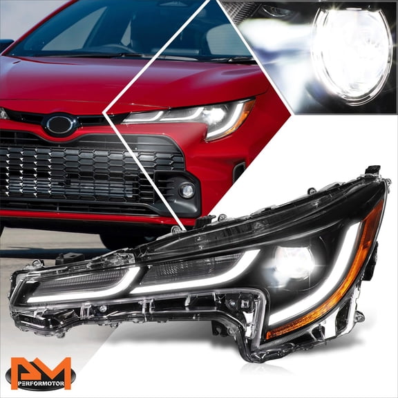 PM PERFORMOTOR for 19-24 Toyota Corolla Left Side LED DRL Projector Headlight Lamp Amber Corner