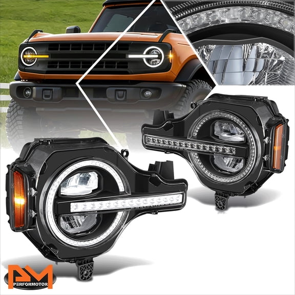PM PERFORMOTOR for 21-26 Ford Bronco Sequential Signal Black Headlights w/Start up Animation