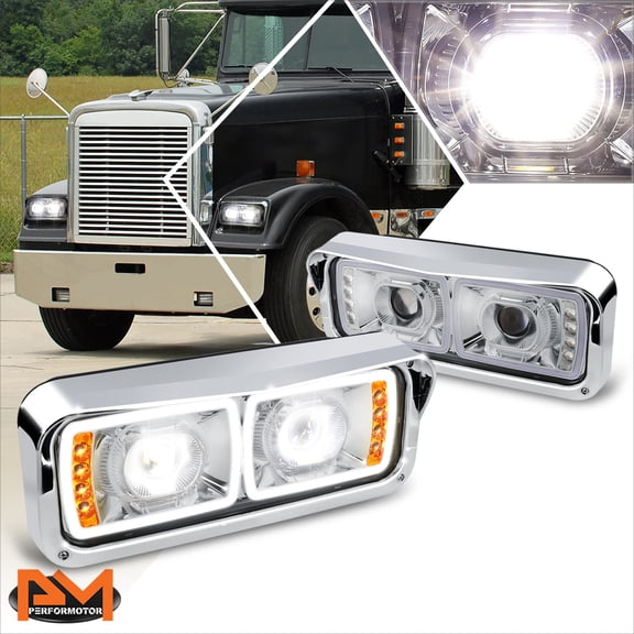 PM PERFORMOTOR for 81-19 Kenworth W900/Western Star 4800 Dual Projector LED DRL Headlights Lamp