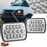 PM PERFORMOTOR 7X6" H6054 Chrome LED Sealed Beam Headlight Pair Fits Chevrolet Chrysler Dodge Ford GMC Isuzu Jeep Kenworth Volkswagen