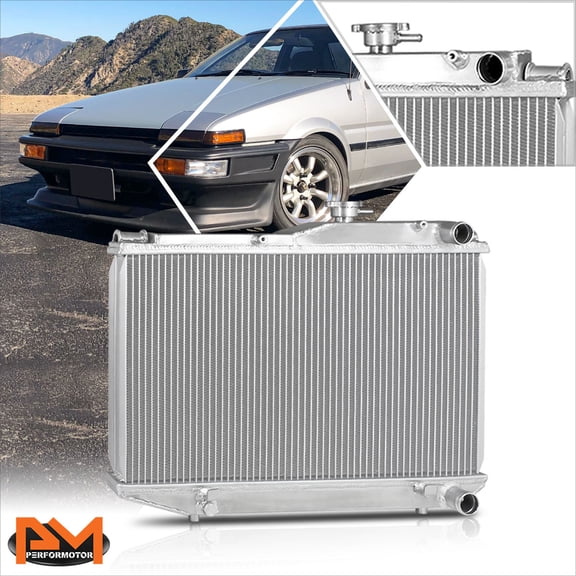 PM PERFORMOTOR for 84-87 Corolla AE86 4AGE 1.6 Full Aluminum 2-Row Performance Racing Radiator