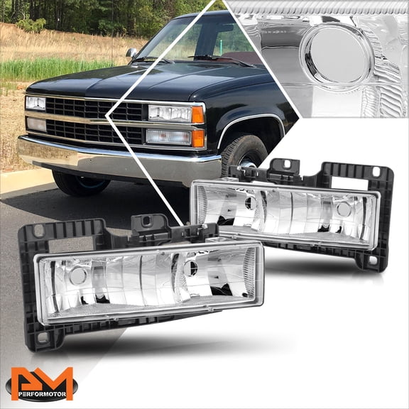 PM PERFORMOTOR for 88-99 Chevy/GMC C/K Pickup Suburban Chrome Housing Clear Lens Headlight/Lamp