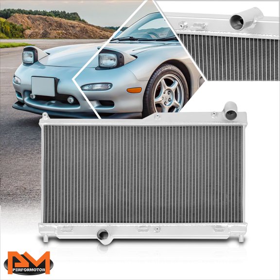 PM PERFORMOTOR for 93-95 Mazda Rx7 FD FD3S Manual Transmission 2-Row Dual Core Cooling Radiator