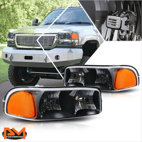PM PERFORMOTOR for 99-07 GMC Sierra/Yukon Upper Black Housing Headlight Amber Side Corner Lamp
