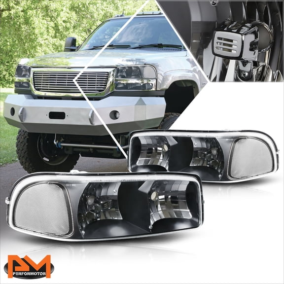PM PERFORMOTOR for 99-07 GMC Sierra/Yukon Upper Black Housing Headlight Clear Side Corner Lamp