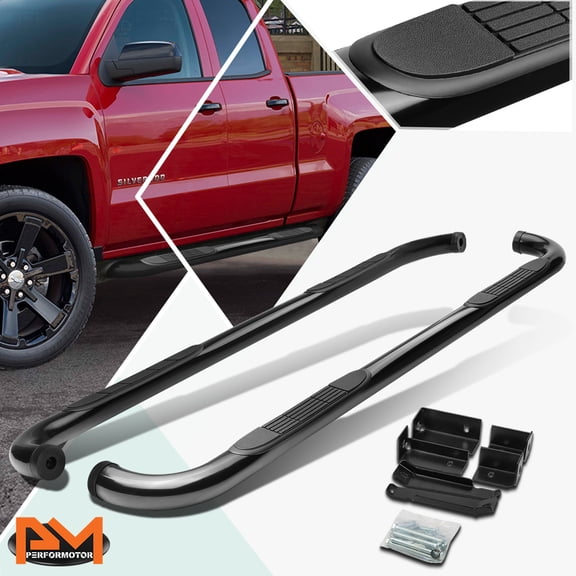 PM PERFORMOTOR for 99-19 Silverado/Sierra Ext Cab SS 3" Side Step Nerf Bar Running Board Black