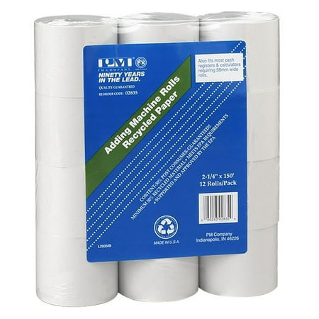 PM, PMC02835, Recycled Add Rolls, 12 / Pack, White