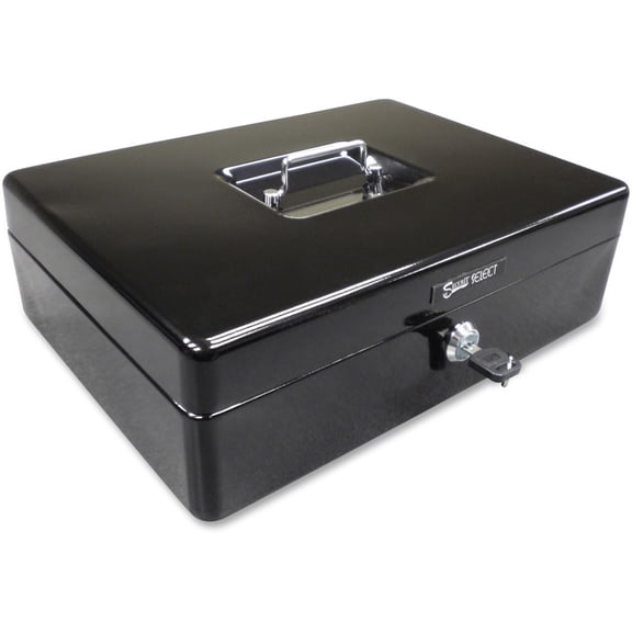 PM, PMC04804, 9-Compartment Spacious Size Cash Box, Black,Silver