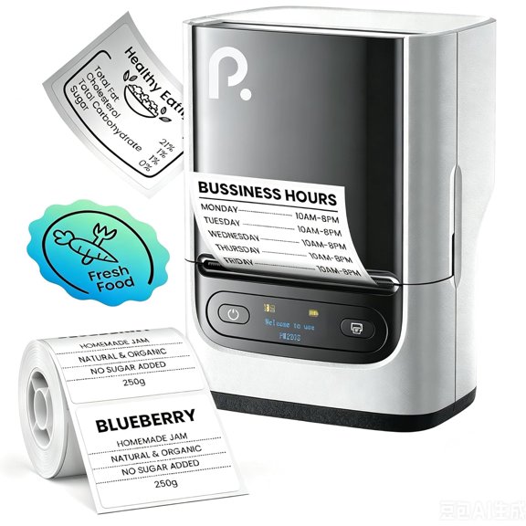 PM220S Label Maker Machine with Tape, 2 Inch Bluetooth Thermal Label Printer, Label Maker, Portable Sticker Printer for School,Office,Home,Label Maker with 2'' x1.18'' Labels,Pearl