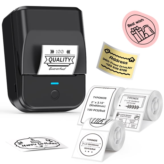 PM240 Label Maker Machine with 3 Tapes, 2" Portable Thermal Label Printer for Phone & PC, Bluetooth Label Maker with Multiple Templates for Small Business, Office, Home, School, Set 2