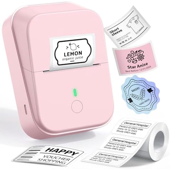 PM260 Label Maker Machine, 2 Inch Label Maker Bluetooth Label Printer, Inkless Portable Labeler with Smart AI APP for Home, Kitchen, School, Office Organization, Pink