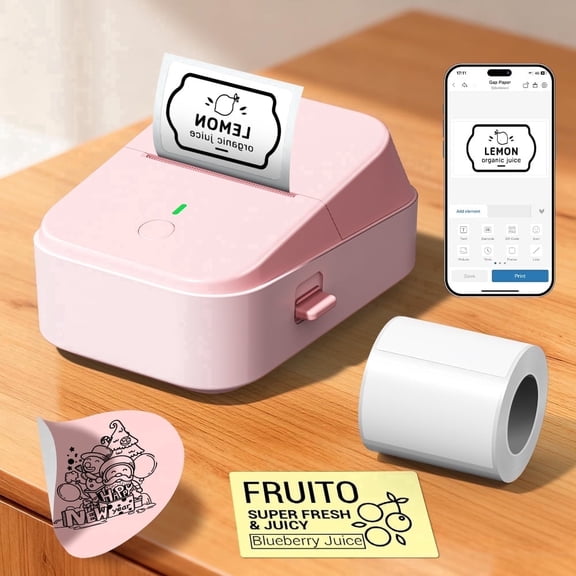 PM260 Label Maker Machine with Tape, 2 Inch Label Tape Maker Bluetooth Label Printer, Inkless Portable Label Maker, Pink