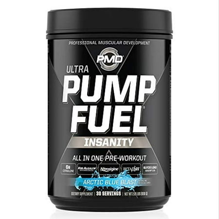 PMD Sports Ultra Pump Fuel Insanity - Pre Workout Drink Mix For Energy, Strength, Endurance, Muscle Pumps And Recovery - Complex Carbohydrates And Amino Energy - Arctic Blue Blast (30 Servings)
