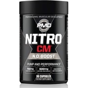PMD Sports Nitro cm - Nitric Oxide with Agmatine Pre Workout Supplement - Muscle Growth Pre-Workout with L Arginine - Endurance Boost for Hardcore Exercise, Training, and Bodybuilding - 90 Capsules