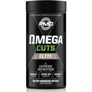 PMD Sports Omega Cuts Elite Thermogenic Fat Burner - Omega Fatty Acid and CLA Formula for Muscle Definition and Maintenance Keto Friendly for Women and Men Muscle Sparing Stimulant Free (180 Softgels)
