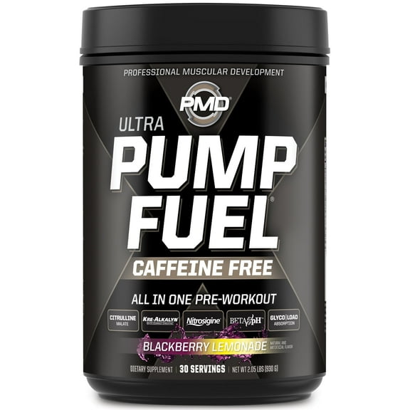 PMD Sports Ultra Pump Fuel Caffeine Free - Pre Workout Drink Mix - Energy, Strength, Endurance, Muscle Pumps And Recovery Complex Carbohydrates And Amino Energy - Blackberry Lemonade (30 Servings)