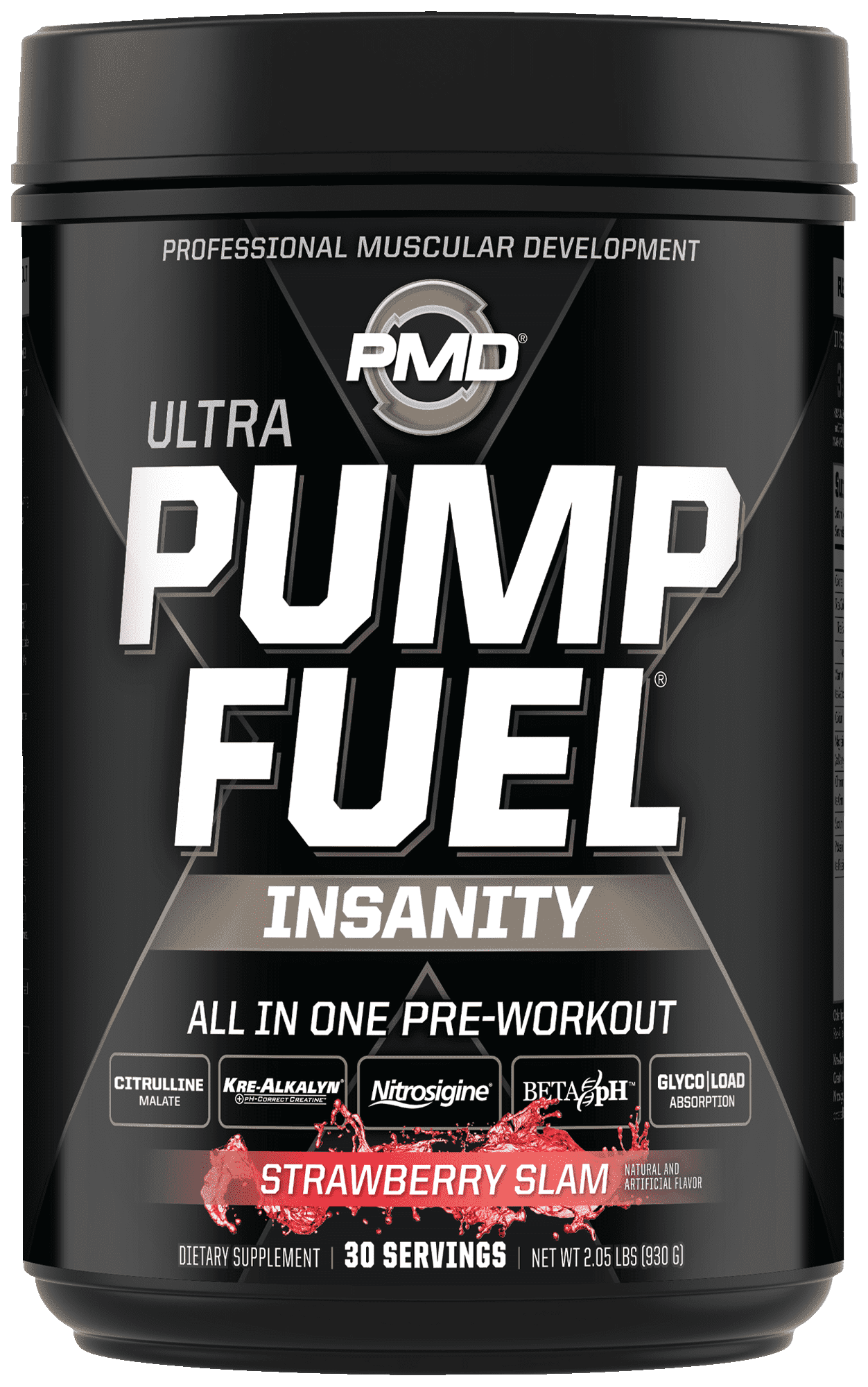 PMD Sports Ultra Pump Fuel Insanity - Pre Workout Drink Mix For Energy, Strength, Endurance, Muscle Pumps And Recovery - Complex Carbohydrates And Amino Energy - Strawberry Slam (30 Servings)