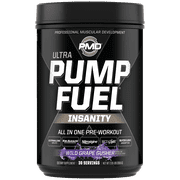 PMD Sports Ultra Pump Fuel Insanity - Pre Workout Drink Mix For Energy, Strength, Endurance, Muscle Pumps And Recovery - Complex Carbohydrates And Amino Energy - Wild Grape Gusher 30 Servings