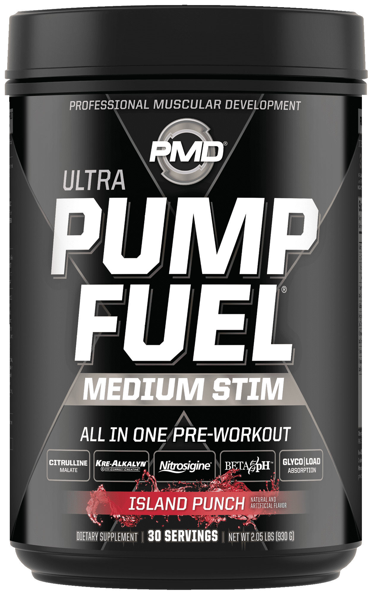 PMD Sports Ultra Pump Fuel - Pre Workout Drink Mix - Energy, Strength, Endurance, Muscle Pumps and Recovery - Complex Carbohydrates and Amino Energy - Island Punch (30 Servings)
