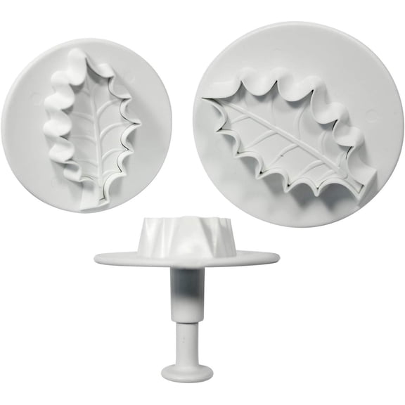 PME HLL664 Cake Decorating Holly Leave Plunger Cutters Set of 3, Standard