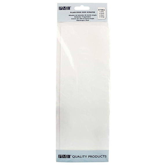 PME PS42 Tall Cake Plain Edge Plastic Side Scraper 10 x 9.3 Inces, White, Standard,