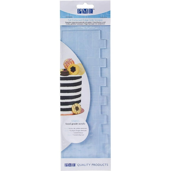 PME PS61 Tall Patterned Edge Side Scraper for Cake Decorating-Stripes Acrylic 10, Transparent