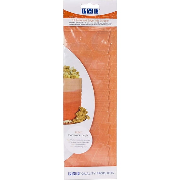 PME PS62 Tall Patterned Edge Side Scraper for Cake Decorating-Pleat, 10 in in, Transparent