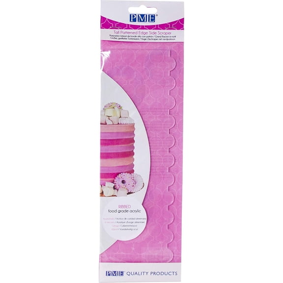PME PS63 Tall Patterned Edge Side Scraper for Cake Decorating-Ribbed, 10 in in, Transparent