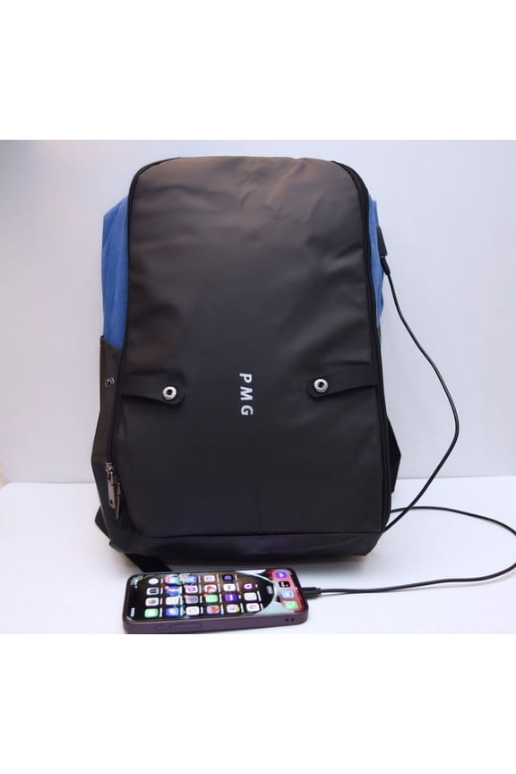 PMG Anti Theft Travel Backpack w/USB Charging Port & Security lock Code Blue/Black.