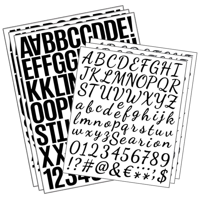 Sticker Cursive Name PMHZI 1.5 inch and 1 inch Black Cursive Letter Stickers, 10 Sheets ...