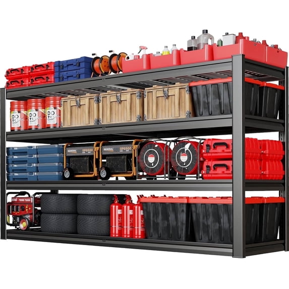 PMKES 67" Wide Garage Shelving Unit, 67" W x 24" D x 68" H, Heavy Duty Garage Storage Shelves,3500 LBS Capacity, Industrial Adjustable Shelves for Basement Warehouse