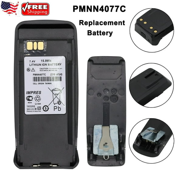 PMNN4077C Replacement Battery for Motorola DR3000, DP3400, DGP6150+, MTR2000, DP3401,MTR3000, XPR4380, XiRP8208 Two Way Radios Li-ion Battery with Belt Clips