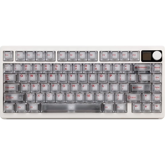 PMOKEY P75 75% Tri-Mode Mechanical Keyboard, CNC Volume Knob, Custom Dot- Screen, 2.4G/BT/USB-C,PC Keycaps, Surround RGB Lighting, 10,000mAh Rechargeable
