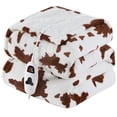 thumbnail image 1 of PMONPA Cow Heated Electric Blanket for Adult, Flannel & Sherpa Heating Blanket with 10 Heat Levels, 1/2/4/8 Hours Auto-Off, 51"x 61", Cow Print Brown, 1 of 9