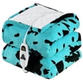 thumbnail image 1 of PMONPA Cow Heated Electric Blanket for Adult, Flannel & Sherpa Heating Blanket with 10 Heat Levels, 1/2/4/8 Hours Auto-Off, 51"x 61", Cow Print Mint Green, 1 of 10