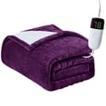 thumbnail image 1 of PMONPA Electric Heated Blanket, Flannel & Sherpa Heating Blanket for Adult, Fast-Heating with 10 Heat Levels 5 Time Settings (51"x61", Purple), 1 of 6
