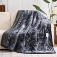 thumbnail image 1 of PMONPA Electric Heated Blanket, 51"x61" Heating Blanket for Adult, Soft Flannel & Sherpa, 10 Heating Levels & 1-8 Hours Auto off, Gray, 1 of 8