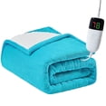 thumbnail image 1 of PMONPA Electric Heated Blanket, Flannel & Sherpa Heating Blanket for Adult, Fast-Heating with 10 Heat Levels 5 Time Settings (51"x61", Teal), 1 of 6