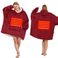 thumbnail image 1 of PMONPA Heated Wearable Blanket, Oversized Wearable Heated Blanket for Adult, Sherpa Fleece Blanket Hoodie, One Size, Burgundy, 1 of 8