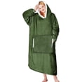 thumbnail image 1 of PMONPA Wearable Blanket Hoodie, Flannel Sherpa Fleece, Warm and Cozy Giant Sweatshirt for Adult, Woman and Man, One Size Fits All (Dark Green), 1 of 5