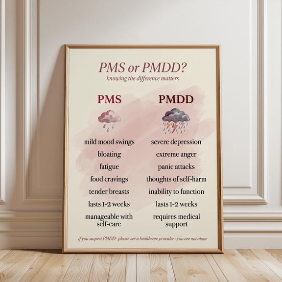 PMS And PMDD Mental Wellness Wall Art Print, Unframed Paper Poster 24x36in