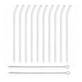 thumbnail image 1 of PMSSYPL12 Reusable Transparent Curved Glass Straws, 10 Curved Straws+2 Straw Cleaning Brushes, 7 Inches X 8 Millimeters, Suitable For Juice, Coffee, Cocktails, Smoothies, 1 of 5